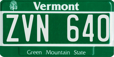 VT license plate ZVN640