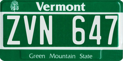 VT license plate ZVN647