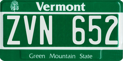 VT license plate ZVN652
