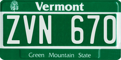 VT license plate ZVN670