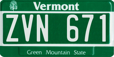VT license plate ZVN671