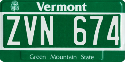 VT license plate ZVN674
