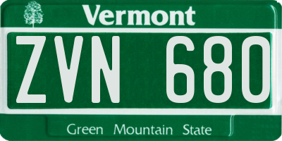 VT license plate ZVN680