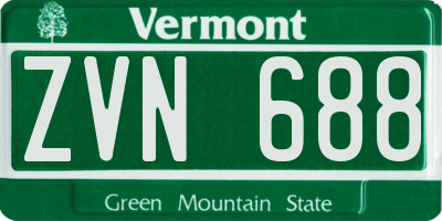 VT license plate ZVN688