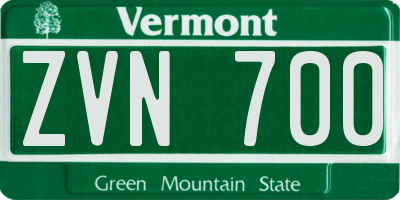 VT license plate ZVN700