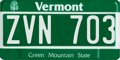 VT license plate ZVN703