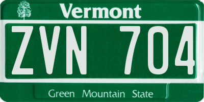 VT license plate ZVN704