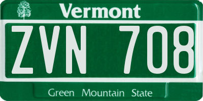 VT license plate ZVN708