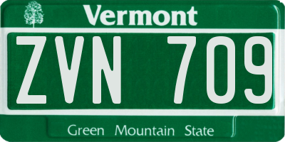 VT license plate ZVN709