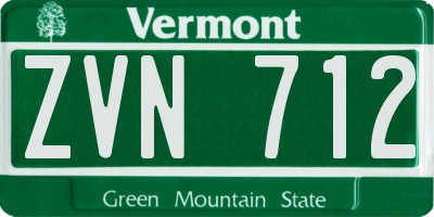 VT license plate ZVN712