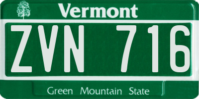 VT license plate ZVN716