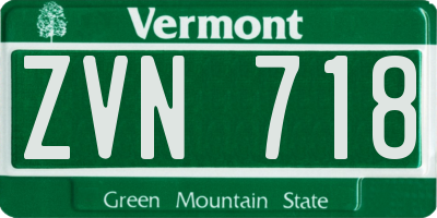 VT license plate ZVN718