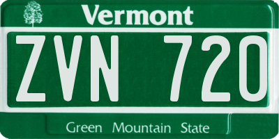 VT license plate ZVN720
