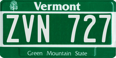 VT license plate ZVN727