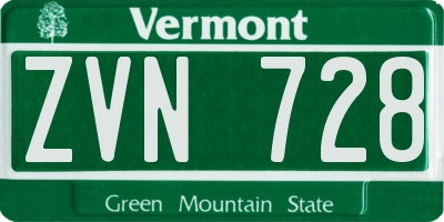 VT license plate ZVN728