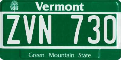 VT license plate ZVN730