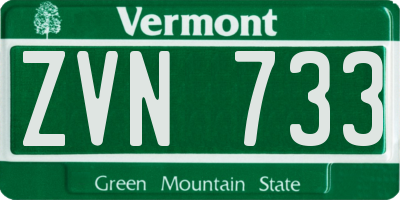 VT license plate ZVN733