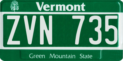 VT license plate ZVN735