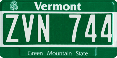 VT license plate ZVN744