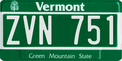 VT license plate ZVN751