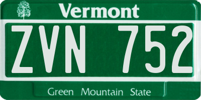VT license plate ZVN752