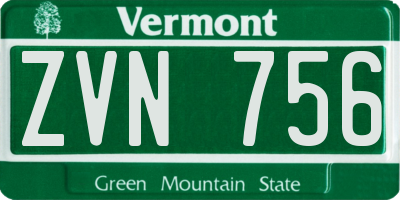 VT license plate ZVN756