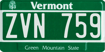 VT license plate ZVN759