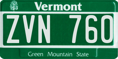 VT license plate ZVN760