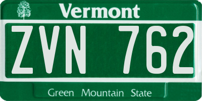 VT license plate ZVN762