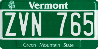 VT license plate ZVN765