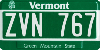 VT license plate ZVN767