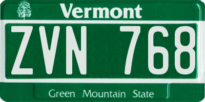 VT license plate ZVN768