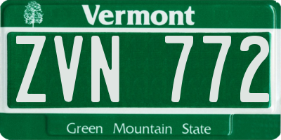 VT license plate ZVN772