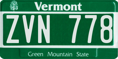 VT license plate ZVN778