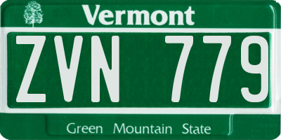 VT license plate ZVN779