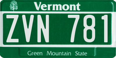 VT license plate ZVN781