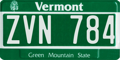 VT license plate ZVN784