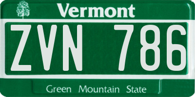 VT license plate ZVN786