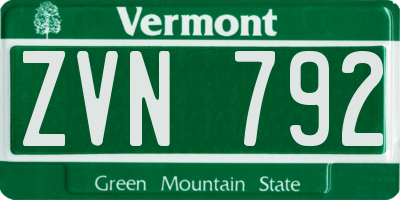 VT license plate ZVN792