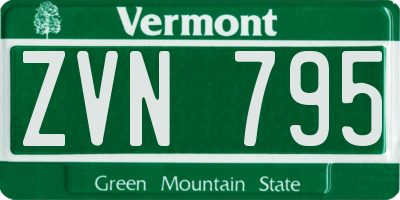 VT license plate ZVN795