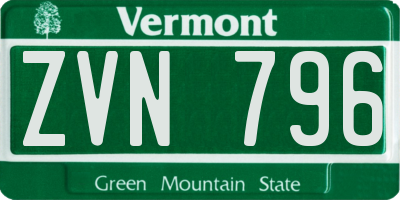 VT license plate ZVN796