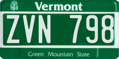 VT license plate ZVN798