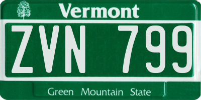VT license plate ZVN799