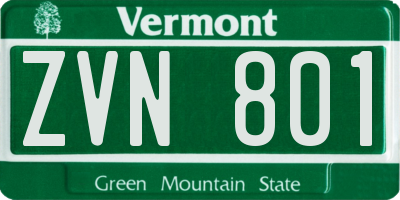 VT license plate ZVN801
