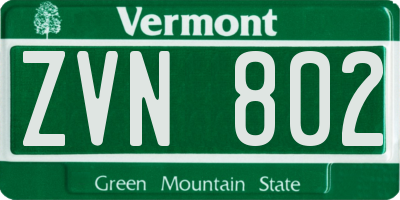 VT license plate ZVN802
