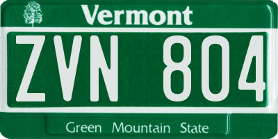 VT license plate ZVN804