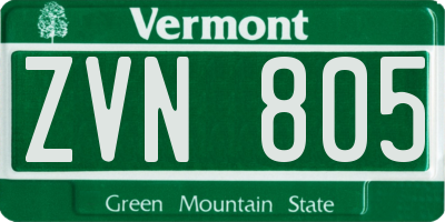 VT license plate ZVN805