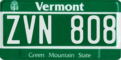 VT license plate ZVN808