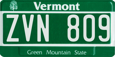 VT license plate ZVN809