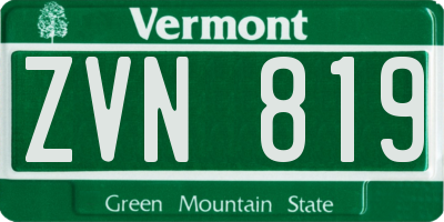 VT license plate ZVN819